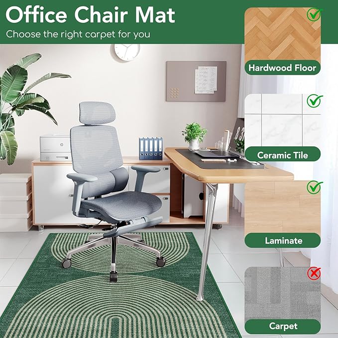 Office Chair Mat for Hardwood Floor&Tile Floor, Under Desk Rug for Rolling - Image 3
