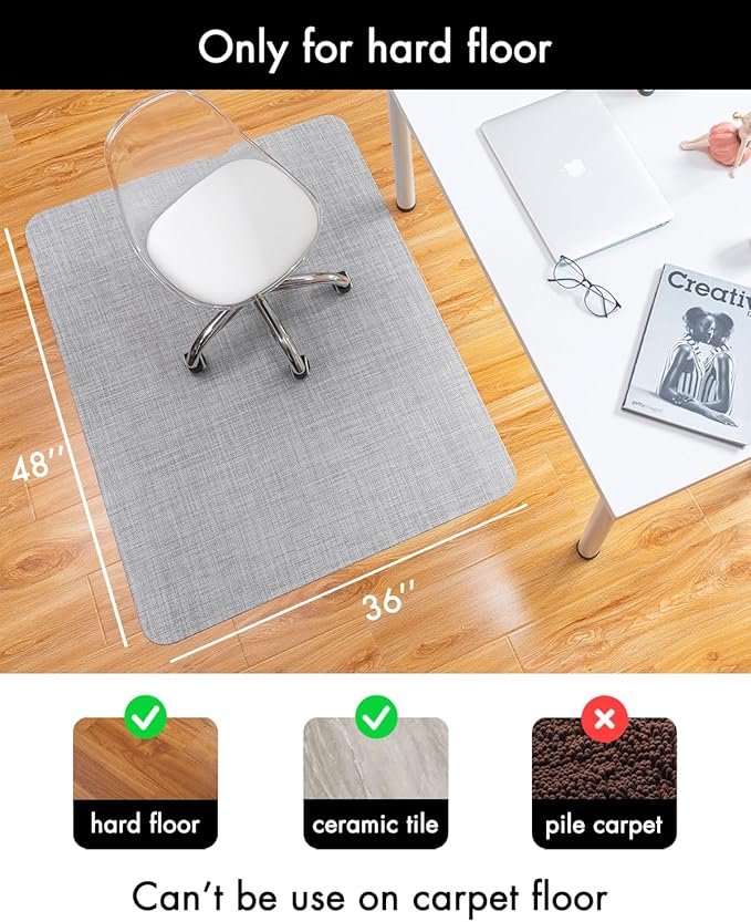 Baroyal Office Chair Mat for Hardwood Floor Under Desk Computer Rolling Chair - Image 4