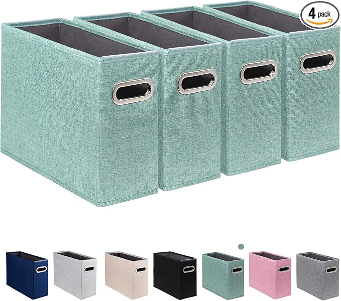 4 Pack Letter Size File Storage Box Collapsible, Fabric Hanging File Folders by ComfortKeeper
