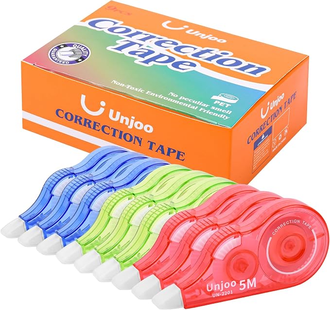 Unjoo White Correction Tape | Easy To Use Applicator, Fast Clean Tear-Resistant by Unjoo