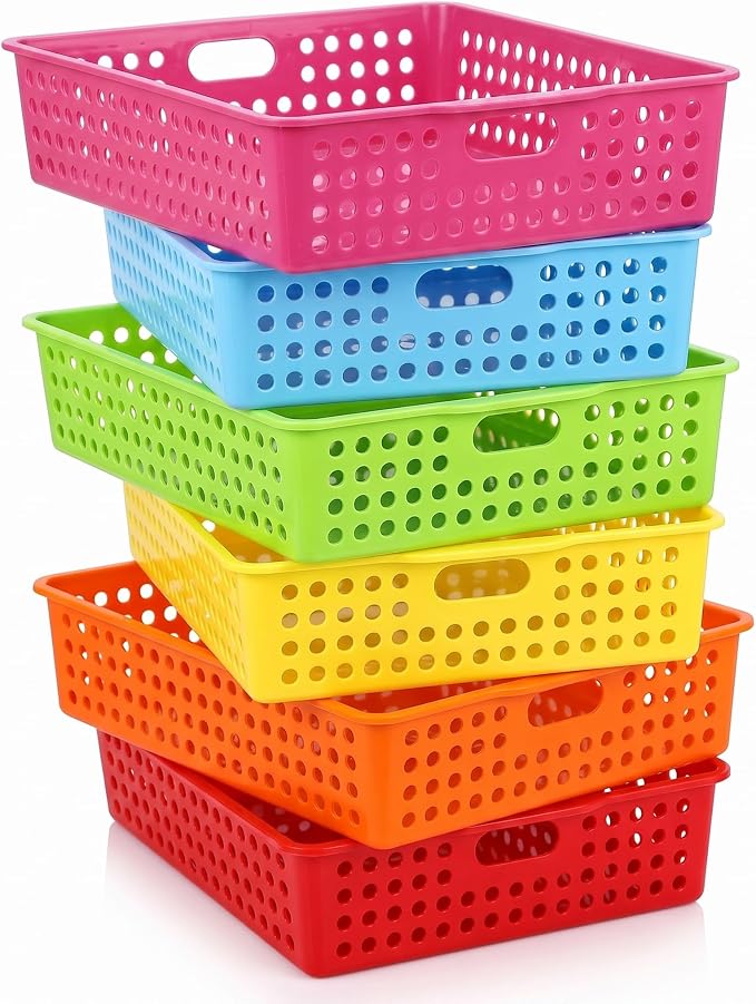 6 Pack Turn in Trays for Classroom, Stackable Letter Size Paper Trays by Ferrochef