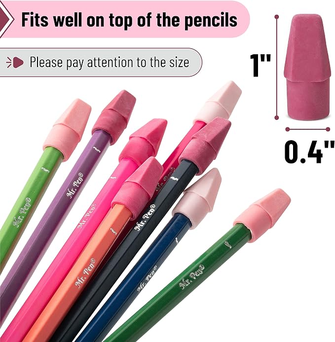 Mr. Pen- Pencil Erasers Toppers, 120 Pack, Erasers - Image 3