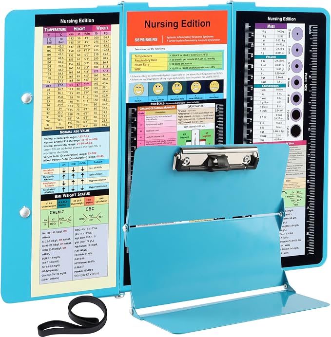 Nursing Clipboard Foldable Clipboard Pocket Size:Nursing Edition Cheat Sheets by CCHC-Unicuto