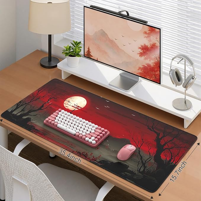 iCasso Desk Protector Mat, Large Japanese Mouse Pad, Stable Rubber Base Mousepad - Image 3