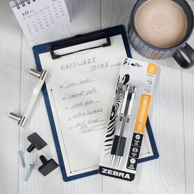 Zebra Pen G-301 Retractable Gel Pen, 0.7mm Medium Point, Stainless Steel Barrel - Image 4