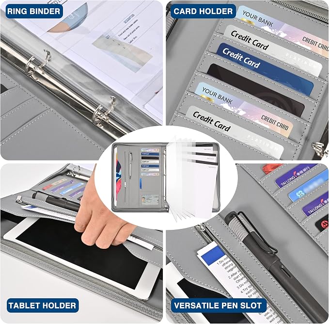 3-Ring Padfolio Portfolio Binder Organizer, PU Leather Folder Binder Business - Image 3