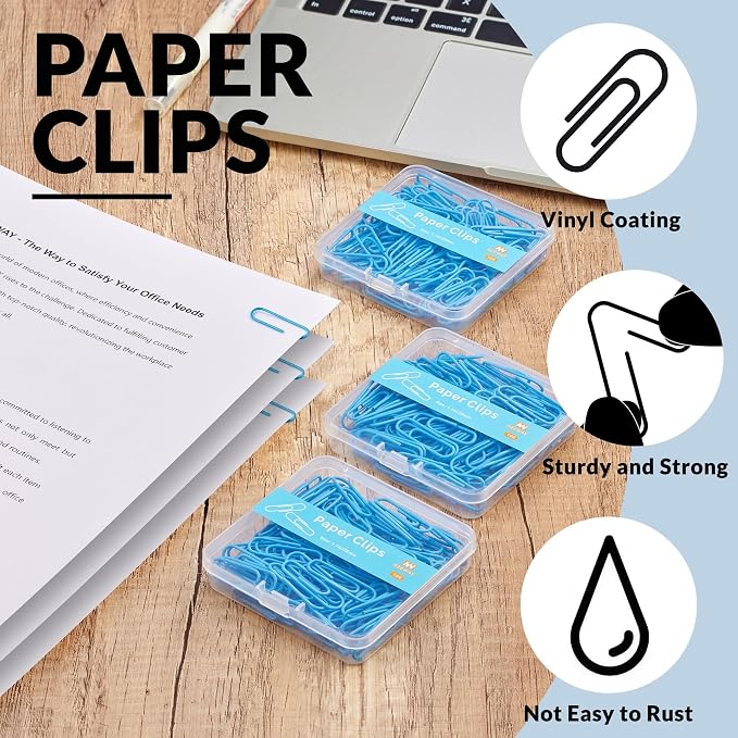 NEEWAY Small Paper Clips, 1.1 Inch Vinly Coated Colored Paperclips, 3 Pack of - Image 4
