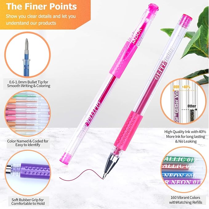 320 Pack Gel Pens for Adult Coloring Book, 160 Colors Artist Pens Include 156 - Image 2