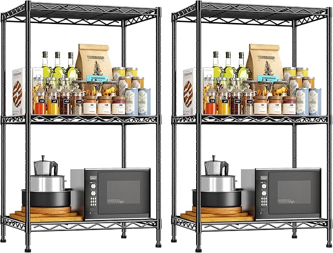 DurayLoly 3 Tier Metal Wire Storage Shelves, Adjustable Small Wire Shelving Unit by Durayloly