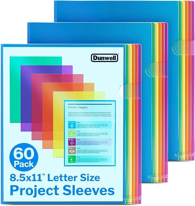 Dunwell Clear Folders for Documents, Plastic 8.5x11 File Sleeves for Document by Dunwell