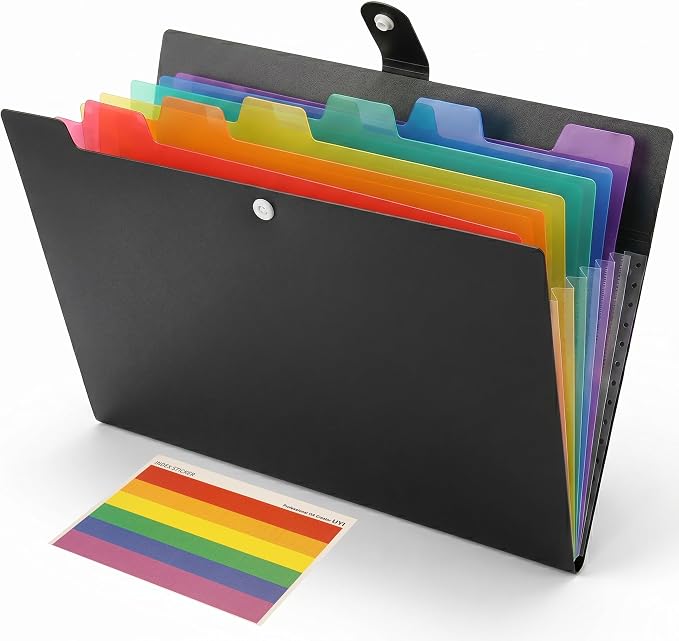 Tungta Accordion File Organizer Letter Size 7 Pocket Rainbow Labels Office | by Unknown
