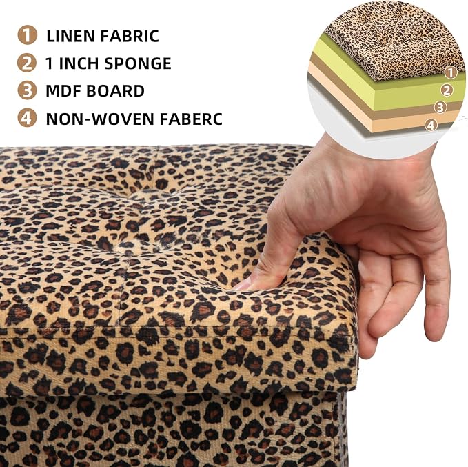 ALASDO Ottoman Storage Ottoman Footrest Stool Foldable Foot Rest Footstool Bench - Image 4