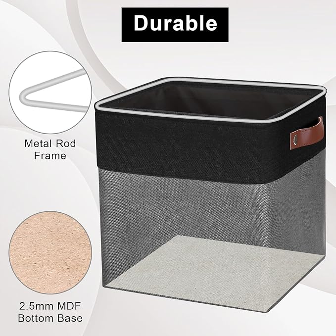 Bagnizer Collapsible Fabric Storage Cubes 11x11 Cube Storage Bins, 4 Pack - Image 4