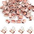 50 Pack Small Rose Gold Binder Clips 3/4 Inch, Colored Little Paper Clamps by Qikaara