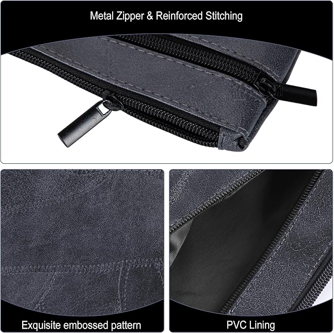 HAUTOCO Money Bag with Zipper 11 x 6.1 inch Embossed Deposit Money Pouch with - Image 3
