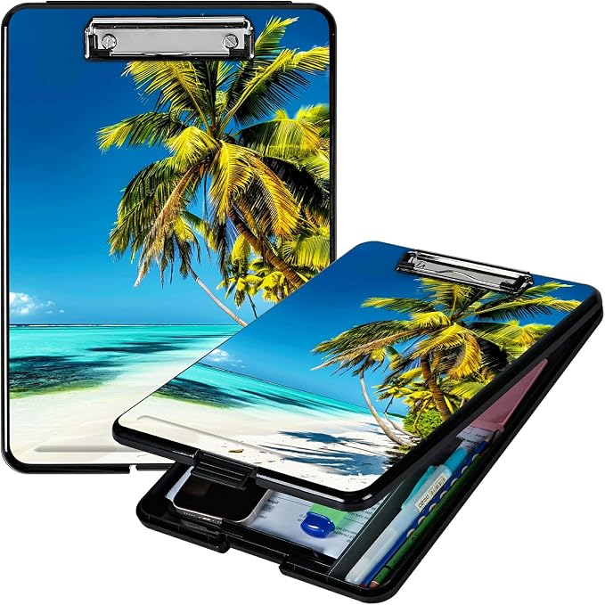 Blue Beach Palm Tree A4 Clipboard by Unknown