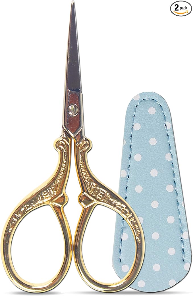 Embroidery Scissors with Leather Scissor Cover Small 3.6 inch Sewing Craft by Hisuper