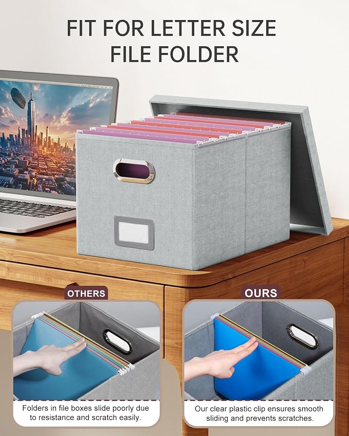 Oterri 2 Pack File Storage Organizer, Filing Box, Portable File Box - Image 4