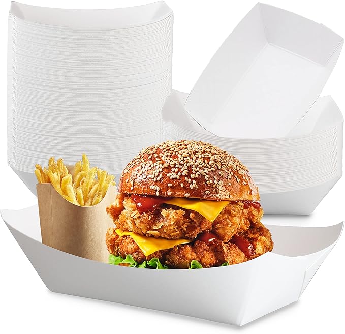 Fit Meal Prep [125 Pack 5 lb Paper Food Trays Heavy Duty Disposable Food Boats by FMPBRANDS