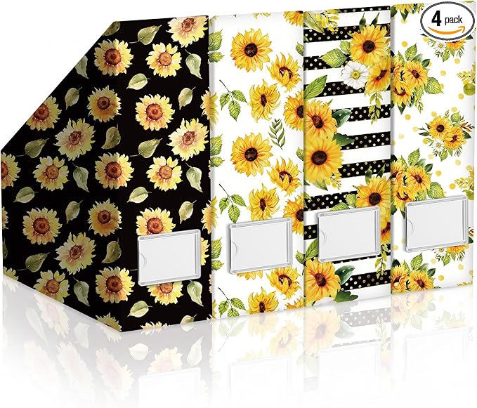 AmazingSpark Set of 4 Sunflower Magazine Holder Decorative Foldable Magazine by Unknown
