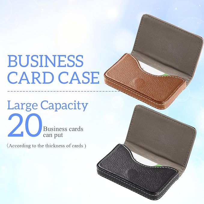 Outus 2 Pcs Business Card Holder, PU Leather Business Card Case Pocket Wallet - Image 4