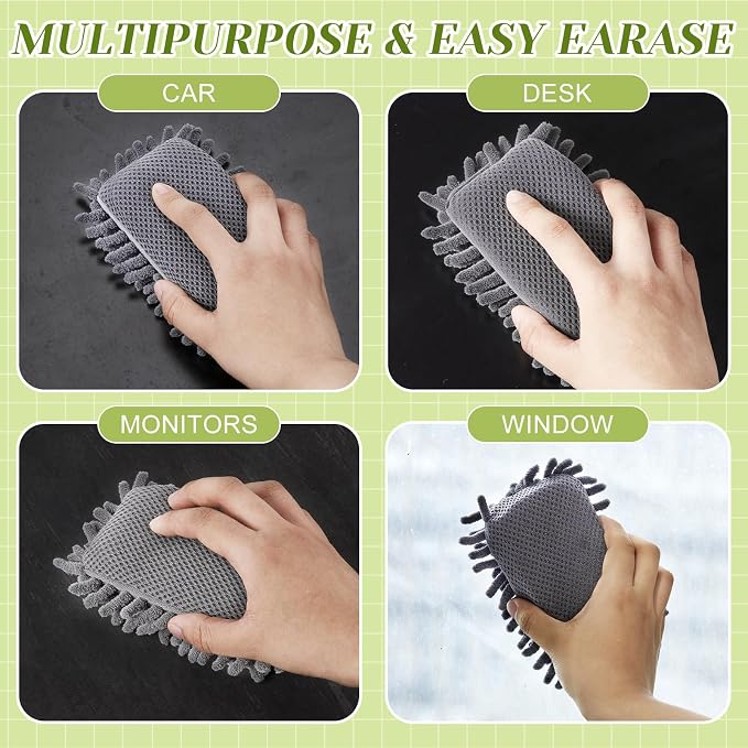 Zonon 4 Pieces Dry Erase Eraser Microfiber Shag Washable Whiteboard Eraser - Image 5
