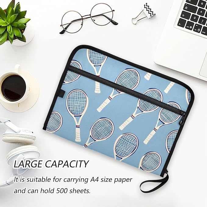 Expanding File Folder Tennis Racket Blue Accordion File Organizer 13 Pockets - Image 5
