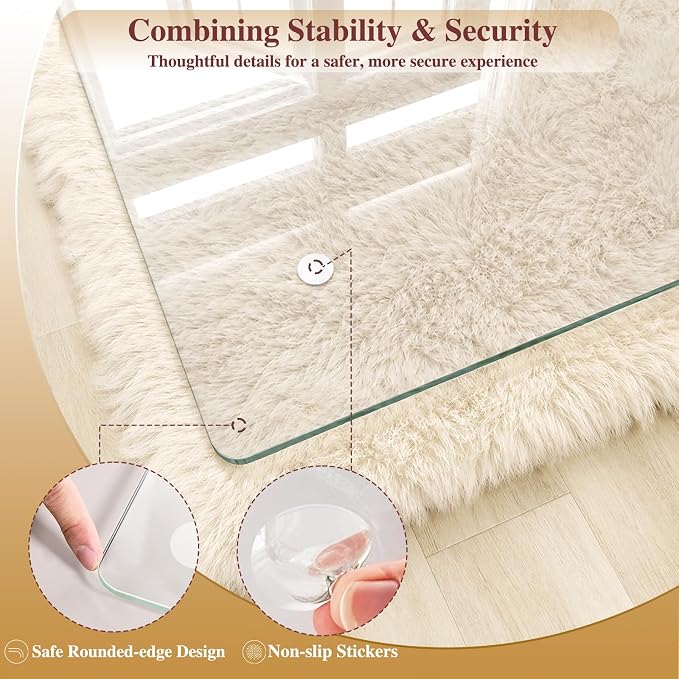 Tempered Glass Chair Mat, 4 Non‑Slip Pads, Noise-Free Gliding Shatterproof - Image 6
