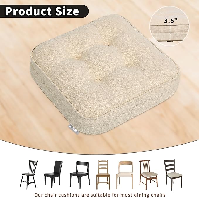 GOFORIT Chair Cushions Set of 2, Tufted Shredded Memory Foam Chair Pads - Image 4