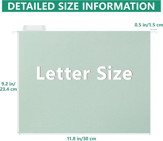pmybupo Letter Size Hanging File Folders, 25 Pack Green Hanging Files in - Image 2