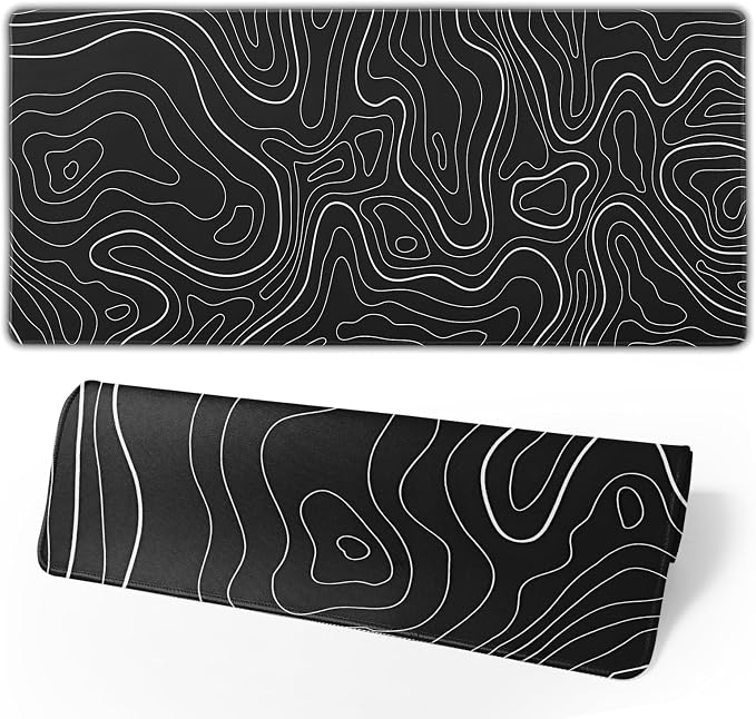 Topographic Contour Extended Big Mouse Pad Large, Gaming Mouse Pad Desk Pad by Brecoy