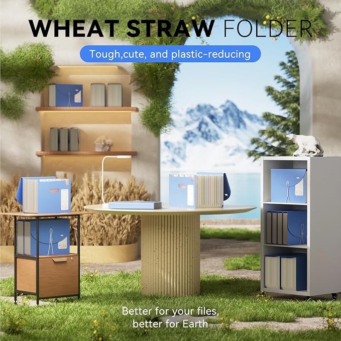 EcoStash 12-Pocket Wheat Straw Expanding File Folder, Adorable Polar Bear - Image 5