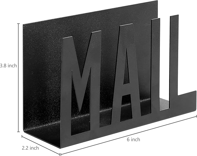 MyGift Mail Holder Organizer Countertop Modern Metal Black - Image 4