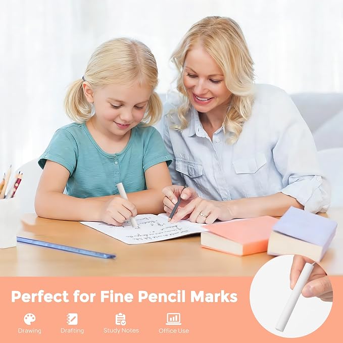 Nicpro 12 Pack TPE Rotary Retractable Pen Eraser Refills, Powerful Erasing - Image 5