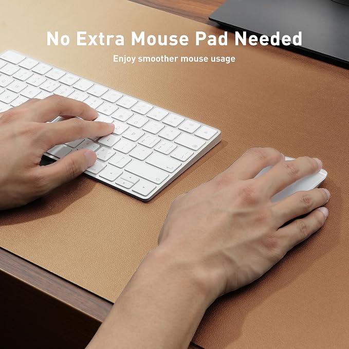 Aothia Faux Leather Desk Mat, Waterproof Desk Pad | One large surface - Image 3