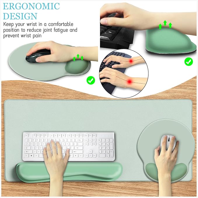 LIMKRIAN Sage Green Mouse Pad Set, Complete XXL Desk Mat - Image 3