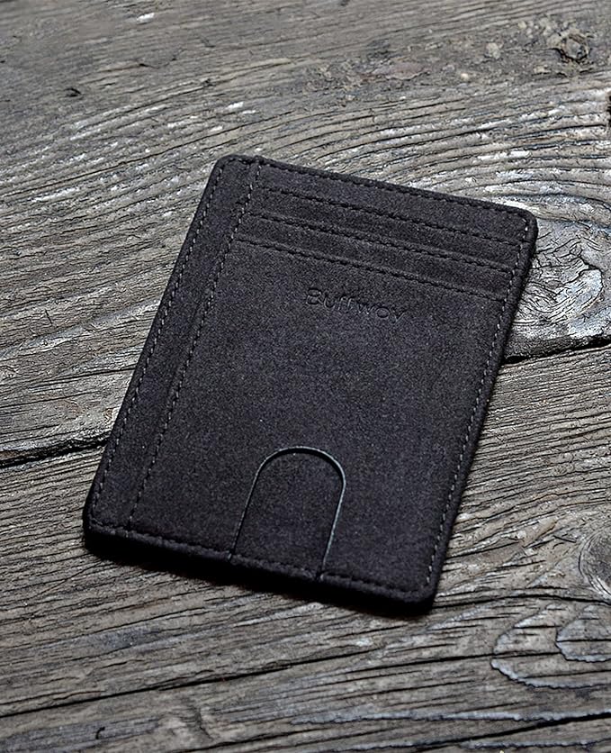 Buffway Slim Minimalist Front Pocket RFID Blocking Leather Wallets - Image 4