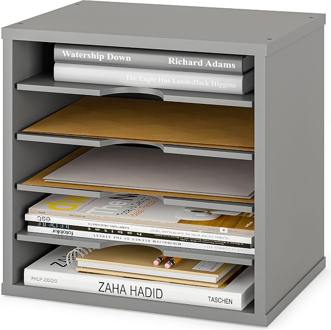 Ballucci 5-Tier File Organizer for Desk, Wooden Mail Sorter, Office Desk - Image 9