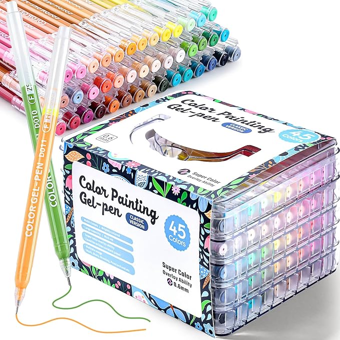 45 Colors Gel Pens for Coloring, Gel Pens Set for Adult Coloring Books No by Unknown
