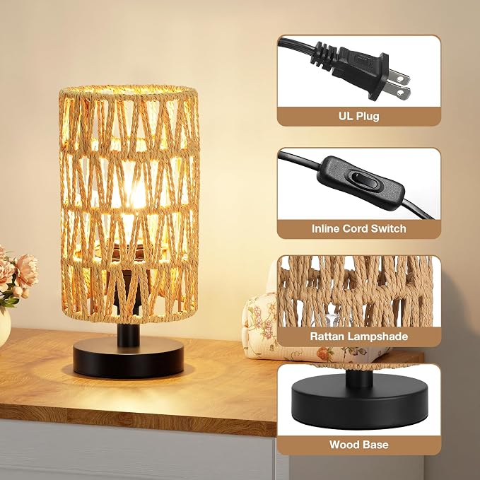 Fenmzee Small Table Lamp for Bedroom - Image 2