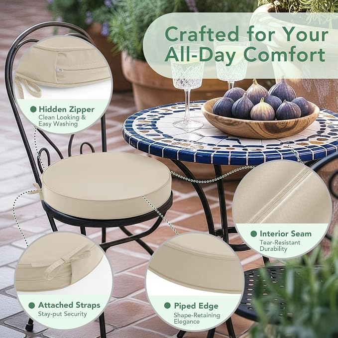 Summsun Outdoor Bistro Chair Cushions Set of 2 - Image 4