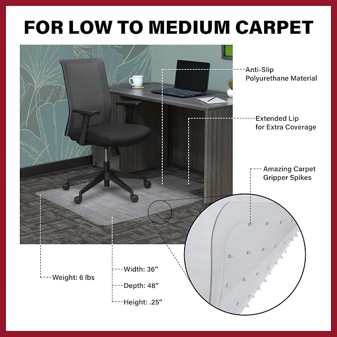 Romig Clear Carpet Office Chair Mat – Anti-Slip Gripper Surface - Image 6