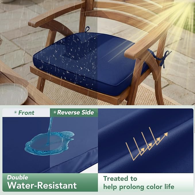 Summsun Outdoor Chair Cushions Set of 4: Waterproof Patio Furniture Cushions - Image 3