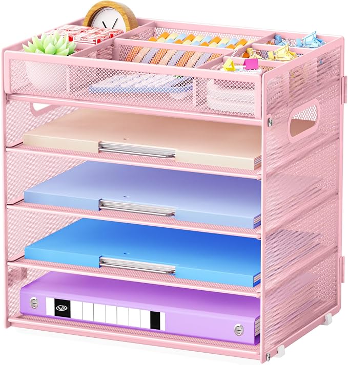 Marbrasse 5 Tier Paper Organizer Letter Tray, Mesh Desk File Organizer by Marbrasse