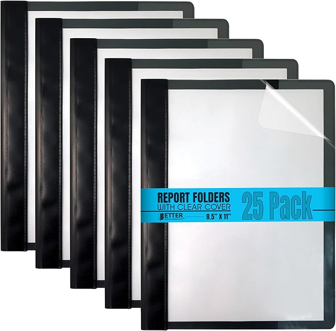 Better Office Products Ultra Durable Clear Front Report Covers, 25 Per Box by BetterOfficeProducts