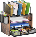 Marbrasse Desk organizer with Drawer, 4-Tier Wooden File Organizer with 5 by Marbrasse