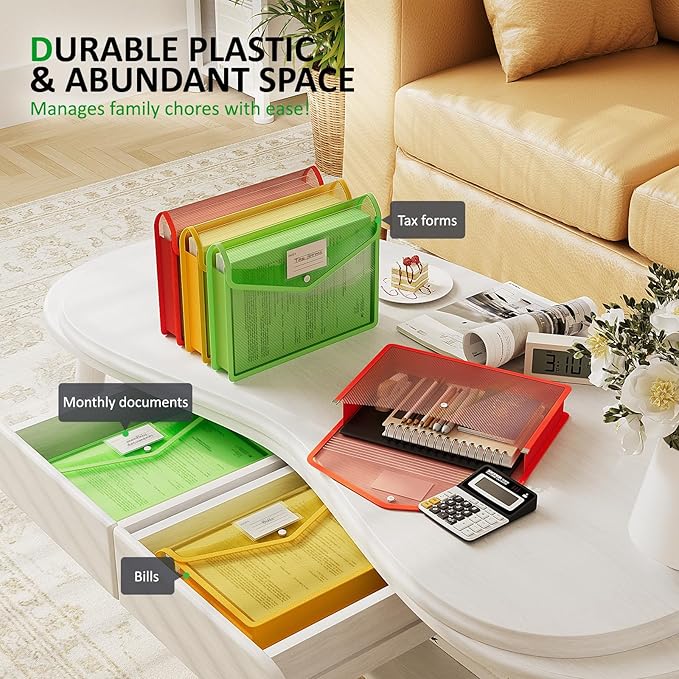 ThinkTex Plastic Expanding File Folders, Transparent Envelopes - Image 3