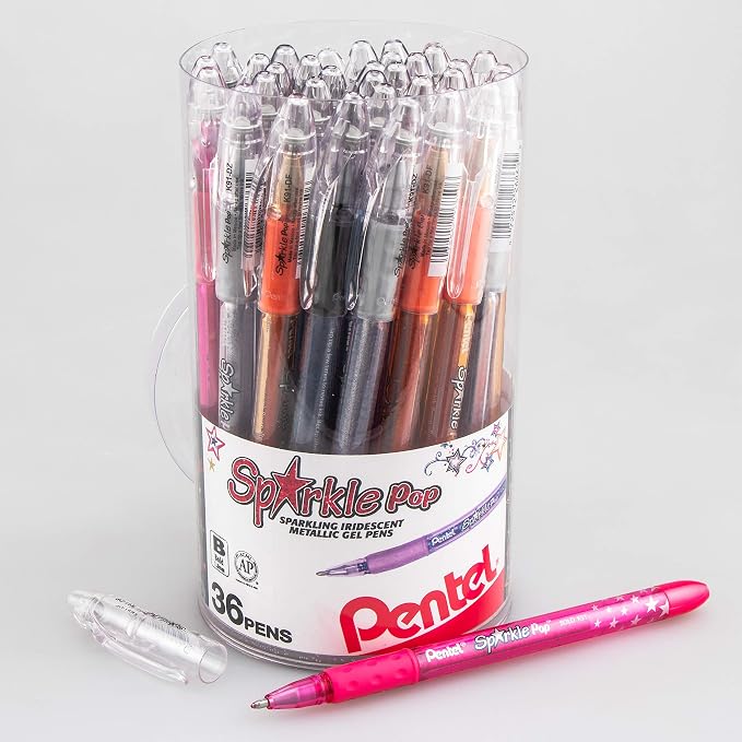 Pentel Sparkle Pop Iridescent Gel Pens, Bold Lines by PentelofAmerica