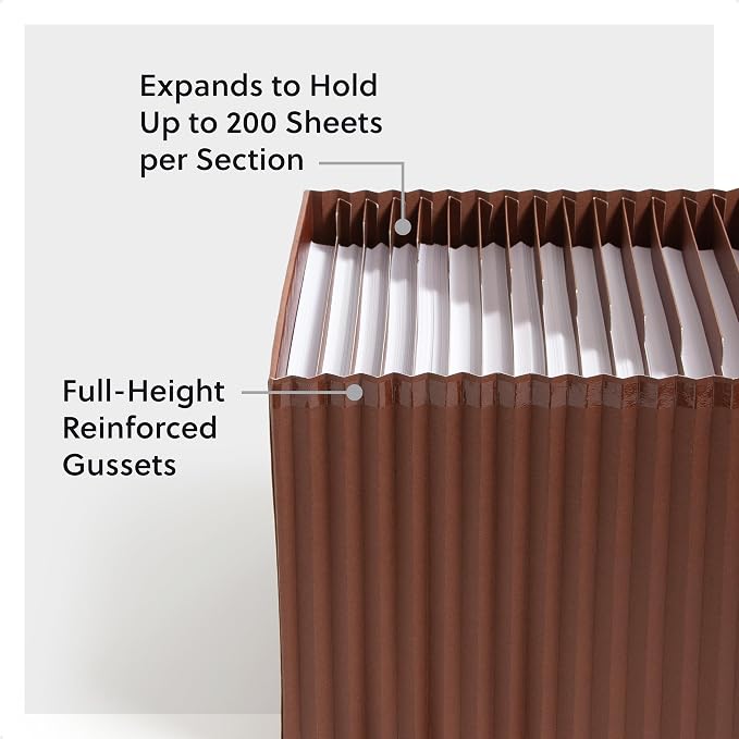 Smead Tuff Accordion File Organizer, Office Supplies, Alphabetic Desk Organizer - Image 5