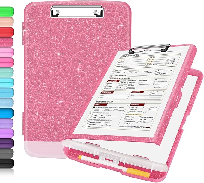Sooez Glitter Clipboard with Storage, High Capacity Clip Boards 8.5x11 with Pen by Sooez
